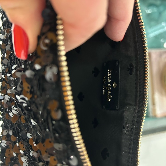 Kate Spade Luxury Black Sequin Wristlet Clutch